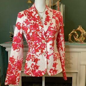 New York & Company Pink and White Floral Blazer
